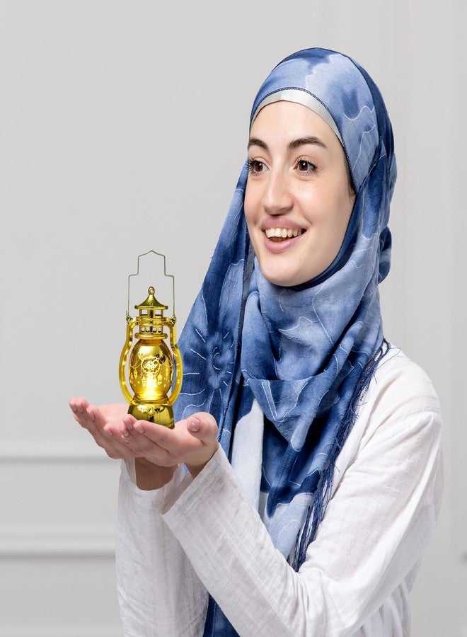 ABTOLS 2 Pieces Ramadan Lantern Lights，Hanging Lamp Eid Mubarak Flameless Candle Lanterns Mini Moon Star Ramadan Hanging Candle Lantern Gold Islamic Muslim Light Lantern for Home Tabletop Decor - Image 4