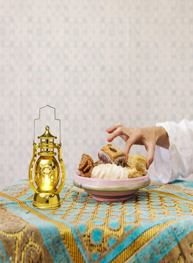 ABTOLS 2 Pieces Ramadan Lantern Lights，Hanging Lamp Eid Mubarak Flameless Candle Lanterns Mini Moon Star Ramadan Hanging Candle Lantern Gold Islamic Muslim Light Lantern for Home Tabletop Decor - Image 5