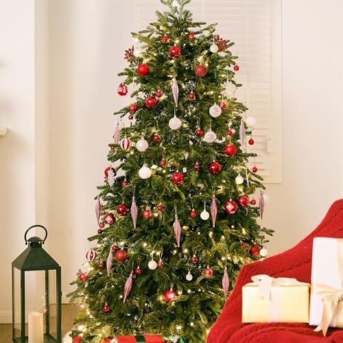 Joiedomi 133 Pcs Red & White Assorted Christmas Ornaments, Shatterproof Christmas Balls Ornaments, Xmas Hanging Decor for Tree Wreath Garland Holidays Indoor/Outdoor Party and Events - Image 5