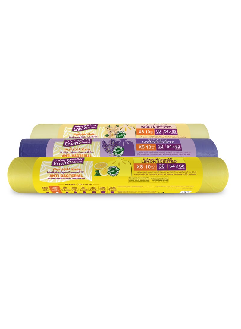 Enviro Guard Anti Bacterial Scented Xs Garbage Bag Rolls 3 x 30 bags  - Image 1