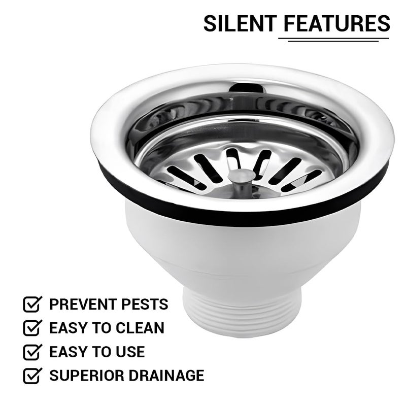 Mist Bath Mist Bath Round Shaped Premium Stainless Steel PVC Kitchen Sink Coupling for Home Waste Coupling for Kitchen SinkWash Basin Durable Drain Outlet with Chrome Finish Pack of 1 4 Inches - Image 4
