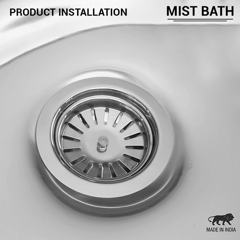 Mist Bath Mist Bath Round Shaped Premium Stainless Steel PVC Kitchen Sink Coupling for Home Waste Coupling for Kitchen SinkWash Basin Durable Drain Outlet with Chrome Finish Pack of 1 4 Inches - Image 3