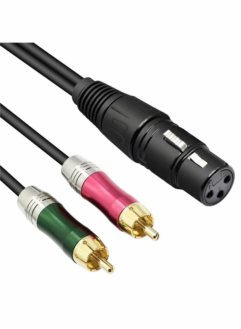 Peachjoy كابل صوتي محول XLR إلى 2 RCA Y، أنثوي 3 دبابيس XLR غير متوازن إلى محول كابل ستيريو مزدوج ذكر RCA مع قابس مطلي بالذهب لميكروفون خلط الصوت ومكبر الصوت (0.5م/1.6قدم) - Image 1