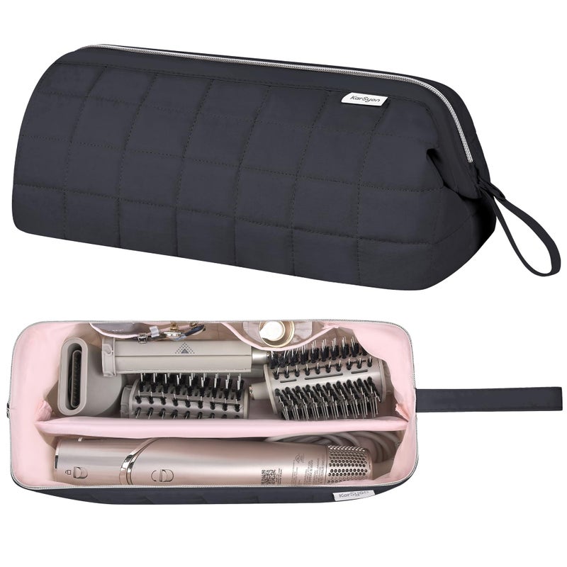 KarSyon Hair Tools Travel Bag Organizer for Dyson Airwrap Case Holder Shark Hair Dryer Flex Style Airstraight Brush Revlon Attachments Carrying Case Flat Curling Iron Bags Black - Image 2