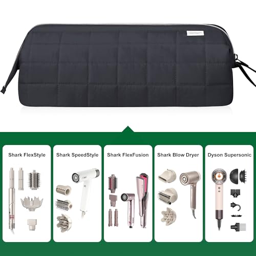 KarSyon Hair Tools Travel Bag Organizer for Dyson Airwrap Case Holder Shark Hair Dryer Flex Style Airstraight Brush Revlon Attachments Carrying Case Flat Curling Iron Bags Black - Image 3
