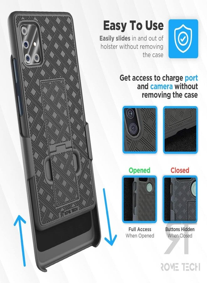ROME TECH Designed for Samsung Galaxy A71 5G Case with Belt Clip Holster - Kickstand Cover Phone Case - Black - Image 4