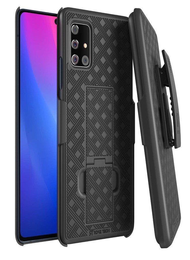 ROME TECH Designed for Samsung Galaxy A71 5G Case with Belt Clip Holster - Kickstand Cover Phone Case - Black - Image 1