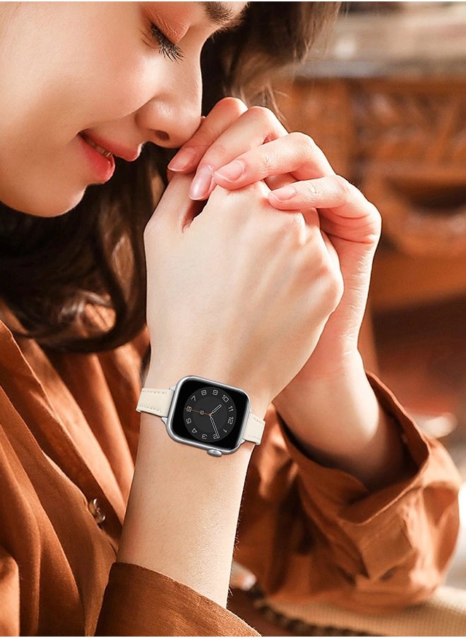 Ofrdncy - Ofrdncy Slim Leather Bands Compatible with Apple Watch Band 49mm 46mm 45mm 44mm 42mm 41mm 40mm 38mm, Top Grain Leather Thin Apple Watch Strap for iWatch Ultra 2/1 Series 10 9 8 7 6 5 4 3 2 1 SE Multi - Image 1
