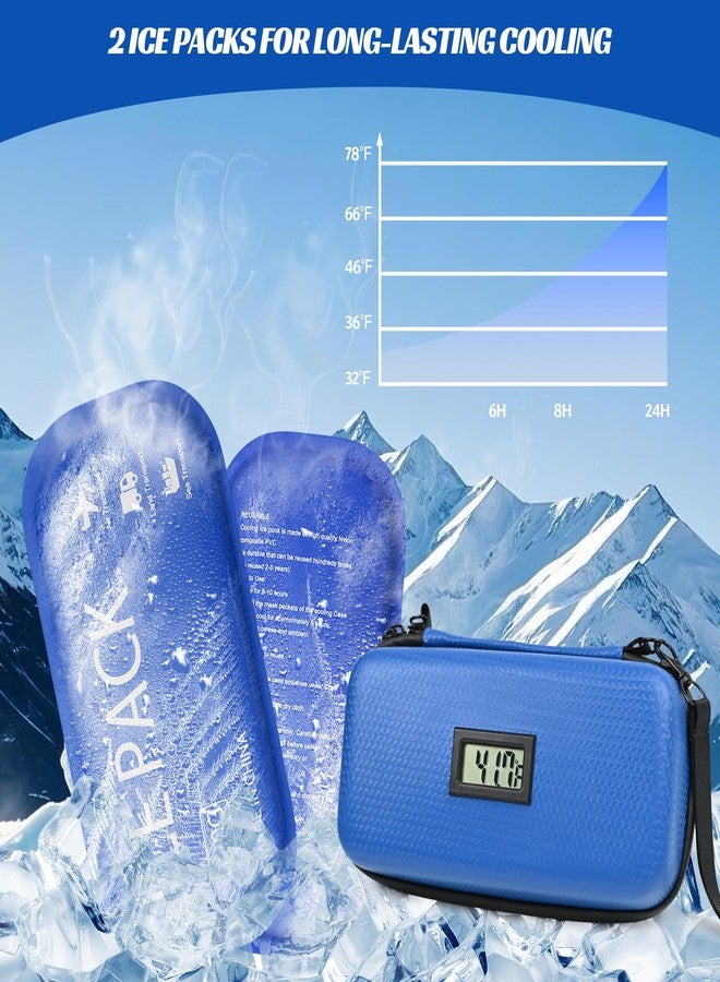 COTOM Insulin Cooler Travel Case TSA Approved, Portable Diabetic Medicine Cooling Bag with Digital Thermometer & 2 Ice Packs, Refrigerated Medication Organizer (Blue) - Image 2