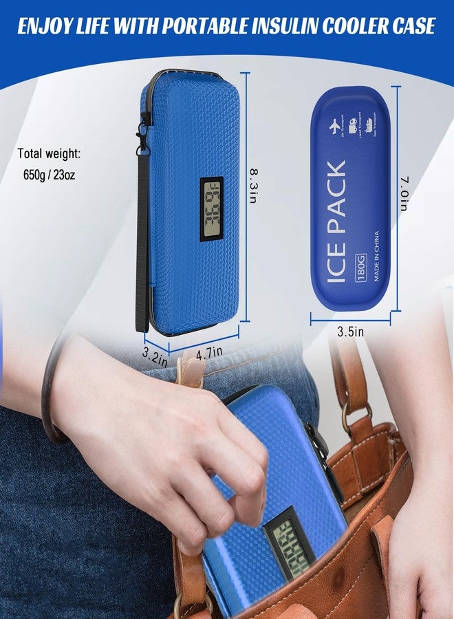 COTOM Insulin Cooler Travel Case TSA Approved, Portable Diabetic Medicine Cooling Bag with Digital Thermometer & 2 Ice Packs, Refrigerated Medication Organizer (Blue) - Image 5