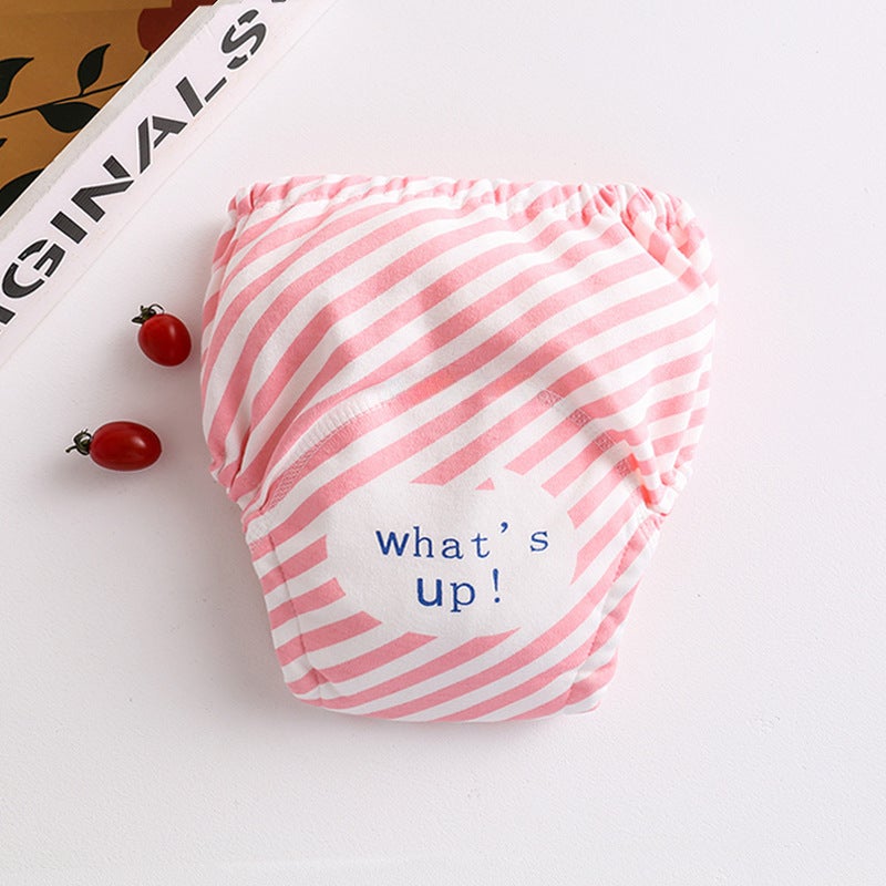 Korean 4-Layer Muslin Diaper Waterproof Reusable Cotton Training Pants for Newborn Pink stripes