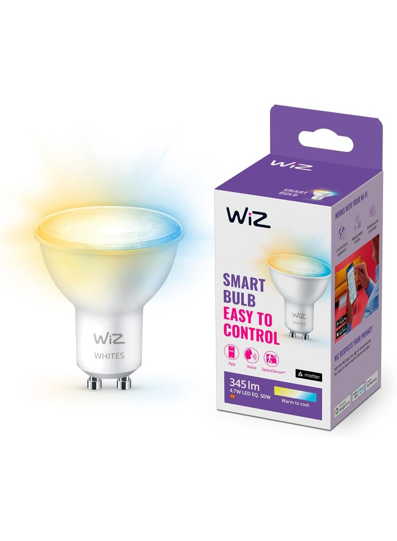 Wiz Smart LED Spotlight Bulb GU10, WiFi & Bluetooth,4.7W 50W Equivalent, 345 Lumens, Warm to Cool White 2700K-6500K, Dimmable Smart Bulb, App & Voice Control, No Hub Required, Works with Alexa Google Assistant Siri - Image 1