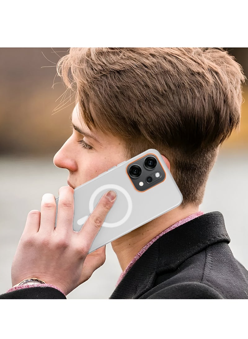 دبليو تيك غطاء حالة أنيق لـ Oppo Reno14 Pro 5G 2025 بهيكل هجين شفاف مزود بشحن مغناطيسي وحواف كاميرا مرتفعة (MCMPMN) - أبيض - Image 5