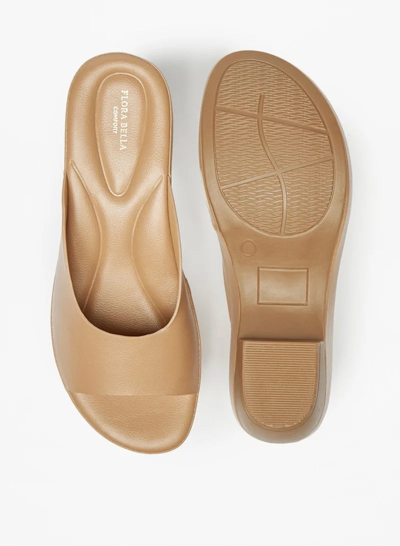 Flora Bella By Shoexpress Womens Solid Slip On Sandals With Block Heels By Shoexpress