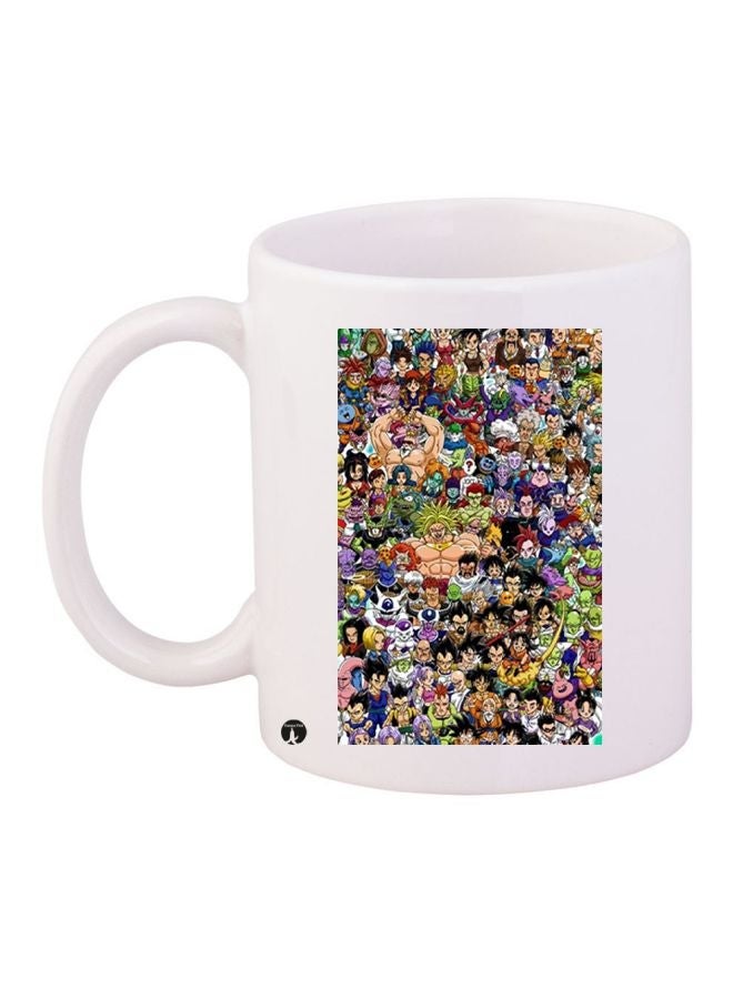 RYN Cartoon Printed Coffee Mug White/Beige/Black 11ounce