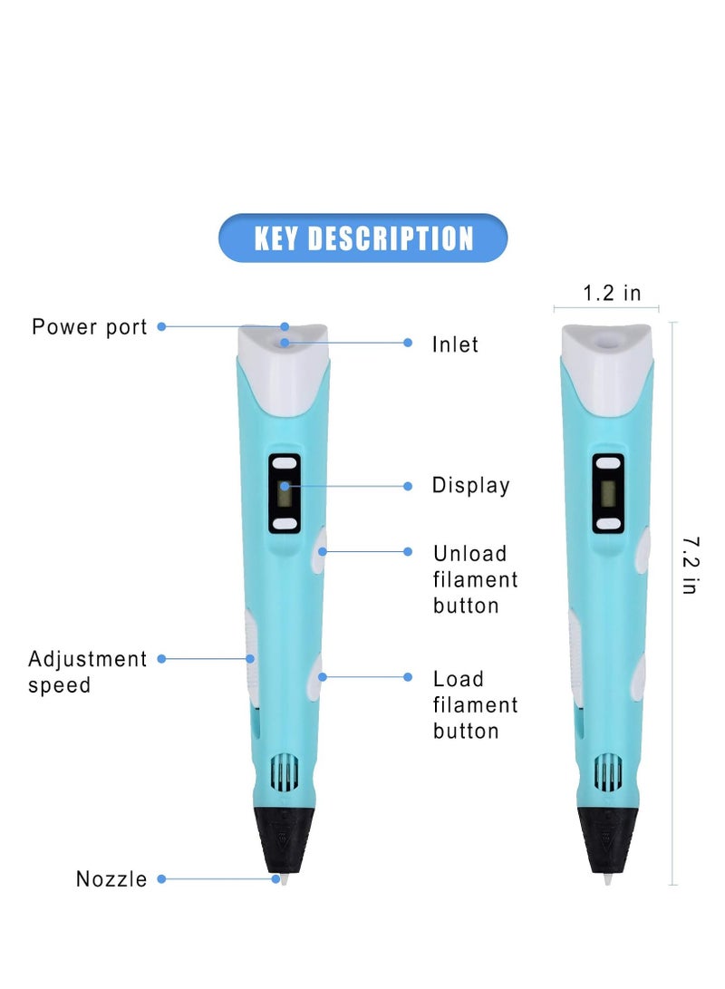 ARGT قلم ثلاثي الأبعاد ذكي مع شاشة LED، قلم طباعة ثلاثية الأبعاد مع شحن USB، 30 لون من خيوط PLA، متوافق مع PLA و ABS، هدية مثالية للفنون والحرف للأطفال والبالغين، هدايا DIY - Image 5