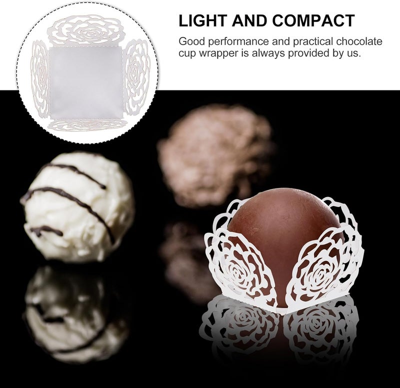 NUOBESTY 50pcs Chocolate Paper Candy Cups Baking Cups Truffle Wrappers Liners Cups Small Flared Paper Baking Cups for Muffins, Cupcakes or Mini Snacks - Image 5