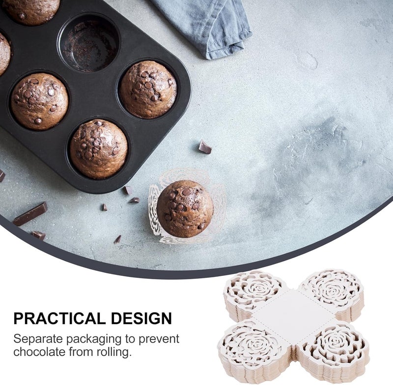 NUOBESTY 50pcs Chocolate Paper Candy Cups Baking Cups Truffle Wrappers Liners Cups Small Flared Paper Baking Cups for Muffins, Cupcakes or Mini Snacks - Image 4