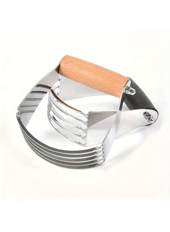 قاطع عجين من الفولاذ المقاوم للصدأ مع مقبض خشبي 1 قطعة أداة خبز محمولة - Image 5