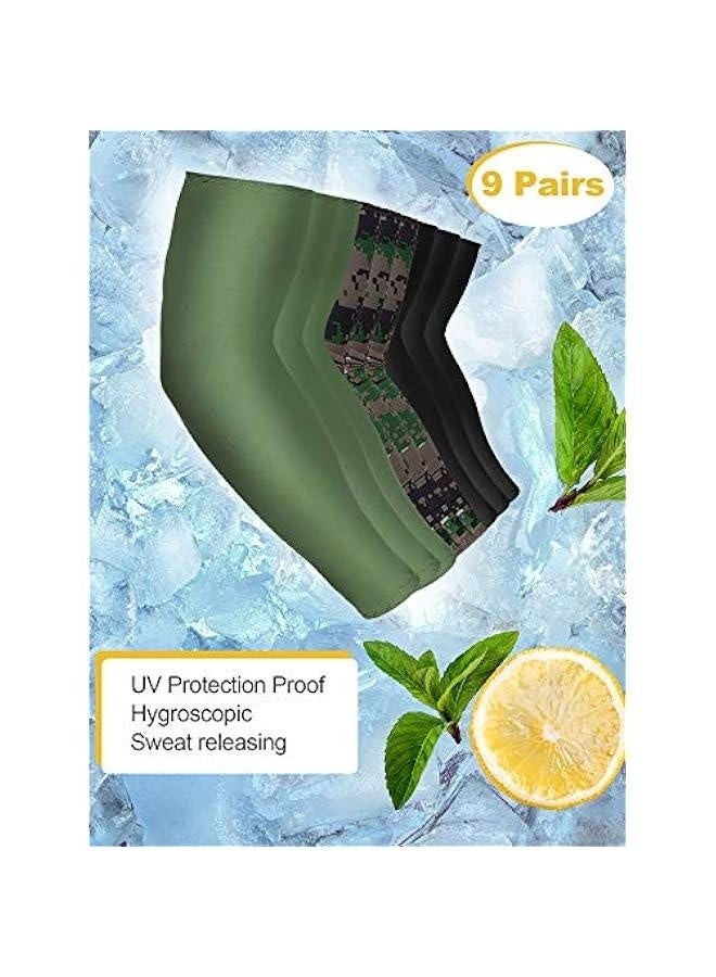 9 Pairs Uni UV Protection Sleeves Cooling Sun Sleeves Long Arm Sleeves Ice Silk Arm Cover Sleeves - Image 2