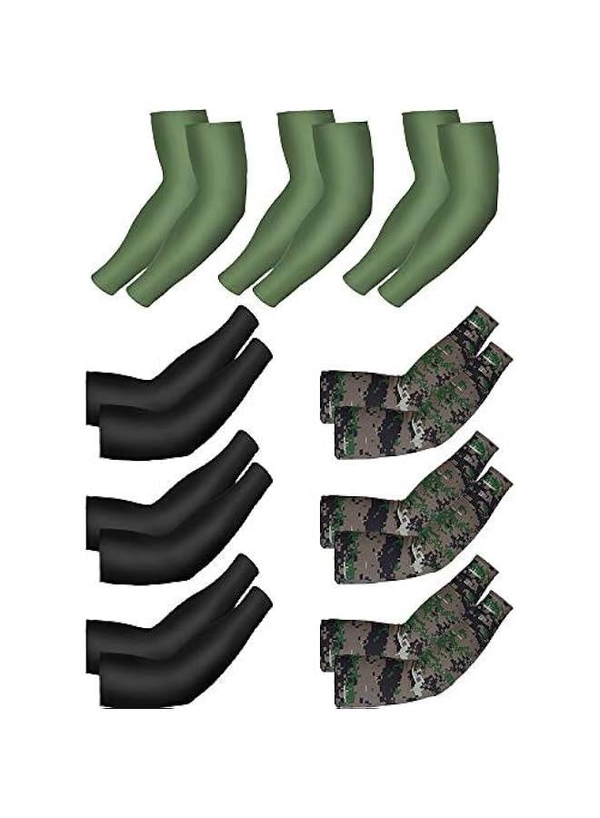 9 Pairs Uni UV Protection Sleeves Cooling Sun Sleeves Long Arm Sleeves Ice Silk Arm Cover Sleeves - Image 1