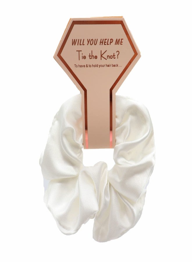 OWITER Satin Bridesmaid Scrunchies Bachelorette Hair Ties Set of 6 Bridal Shower No Damage Hairties ideas Gift for Wedding Party (dark green) - Image 3