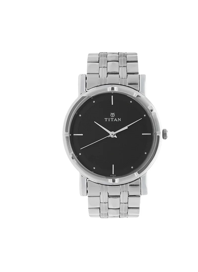 تيتان Titan Men's Elegance Watch: Black Dial with Sleek Link Strap