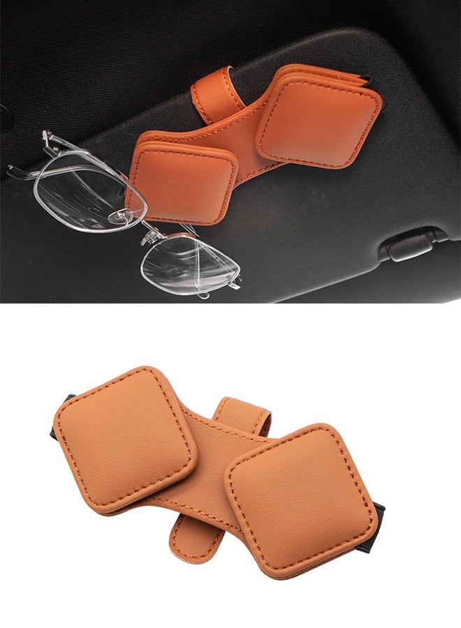 Car Sunglasses Holder, Elegant Design Eyeglass Hanger Holder, Strong Car Visor Eyeglass Clip Hanger, Soft Leather Sunglasses Holder, Magnetic Buckle Sun Visor Sunglass Clip for RVs, Cars and SUVs - Image 1