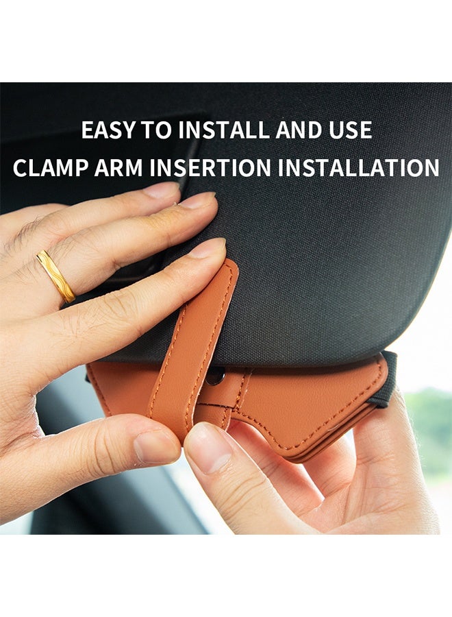 Car Sunglasses Holder, Elegant Design Eyeglass Hanger Holder, Strong Car Visor Eyeglass Clip Hanger, Soft Leather Sunglasses Holder, Magnetic Buckle Sun Visor Sunglass Clip for RVs, Cars and SUVs - Image 4