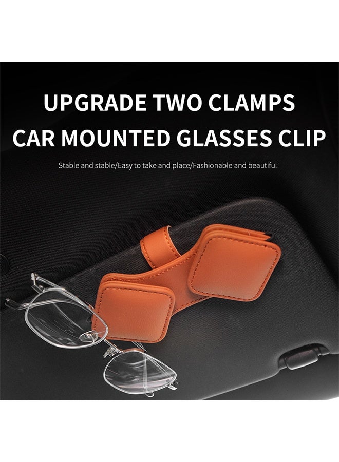 Car Sunglasses Holder, Elegant Design Eyeglass Hanger Holder, Strong Car Visor Eyeglass Clip Hanger, Soft Leather Sunglasses Holder, Magnetic Buckle Sun Visor Sunglass Clip for RVs, Cars and SUVs - Image 3