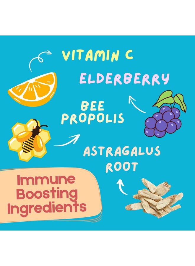 Nutripia Kidmune Children Immune Booster, Kids Immune Support 180 Chewable Mini Tabs - Elderberry, Colostrum, Propolis, Beta Glucan, Astragalus, Vitamin C, D, Zinc,Natural Flavor, 4 Animal Shapes - Image 3