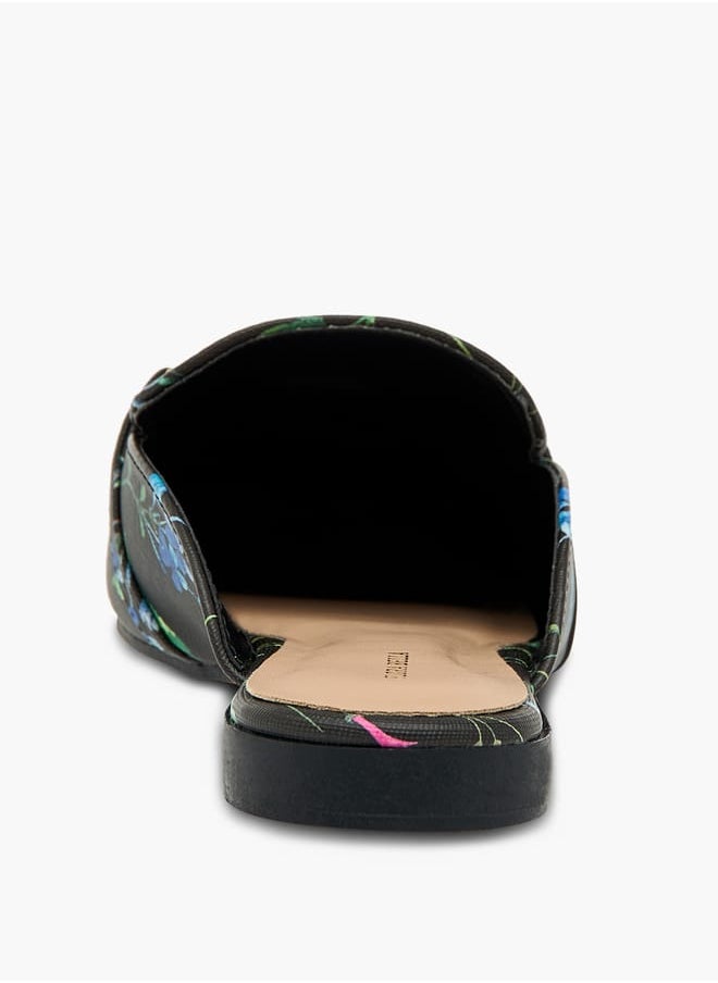 Flora Bella By Shoexpress Women's Floral Print Slip-On Mules with Metallic Accent  - Image 4
