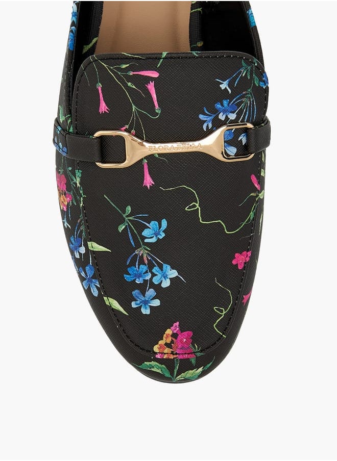 Flora Bella By Shoexpress Women's Floral Print Slip-On Mules with Metallic Accent  - Image 3