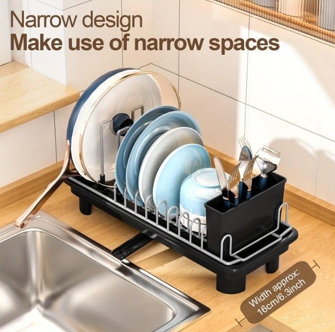 BESTPEAK Dish Drying Rack For Kitchen With Drainboard,Dish Drainer Plate Rack Dish rake Kitchen Organizer，Removable Utensil Holder and Cup Holder,Stainless Steel Kitchen Organizers for Dishes, Spoons and Forks - Image 2