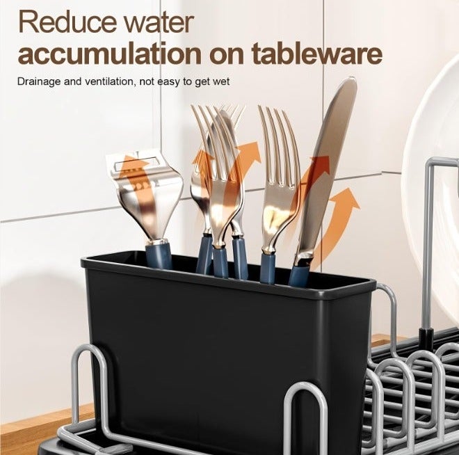 BESTPEAK Dish Drying Rack For Kitchen With Drainboard,Dish Drainer Plate Rack Dish rake Kitchen Organizer，Removable Utensil Holder and Cup Holder,Stainless Steel Kitchen Organizers for Dishes, Spoons and Forks - Image 5