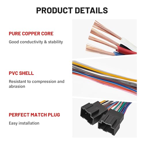 RED WOLF سلك توصيل راديو RED WOLF مع محول هوائي متوافق مع 2006-2013 GM GMC Sierra Chevy Impala Buick Cadillac لتثبيت جهاز استيريو CD بعد السوق - Image 4