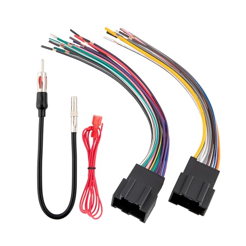 RED WOLF سلك توصيل راديو RED WOLF مع محول هوائي متوافق مع 2006-2013 GM GMC Sierra Chevy Impala Buick Cadillac لتثبيت جهاز استيريو CD بعد السوق - Image 1