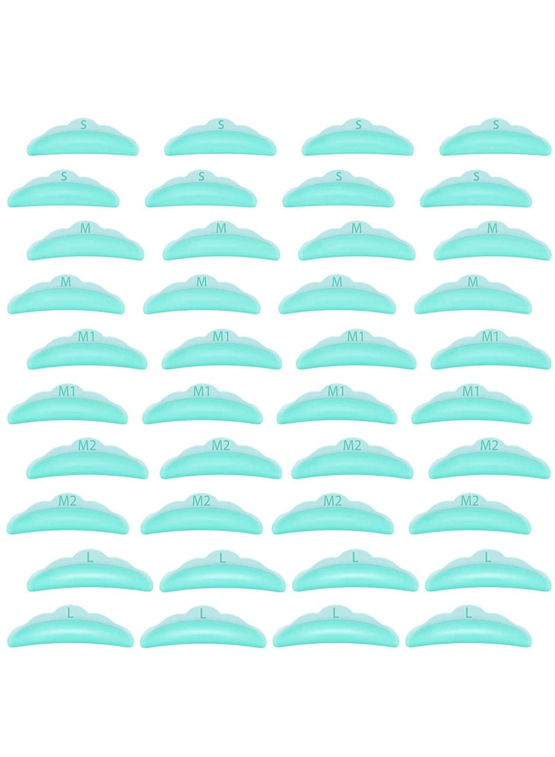SYOSI 40 Pieces Eyelash Perming Curler Perm Pad Reusable Eyelash Perm Silicone Pads 5 Sizes Eyelash Lift Rods Makeup Beauty Tool for Different Length Eyelashes Lifting Green - Image 1