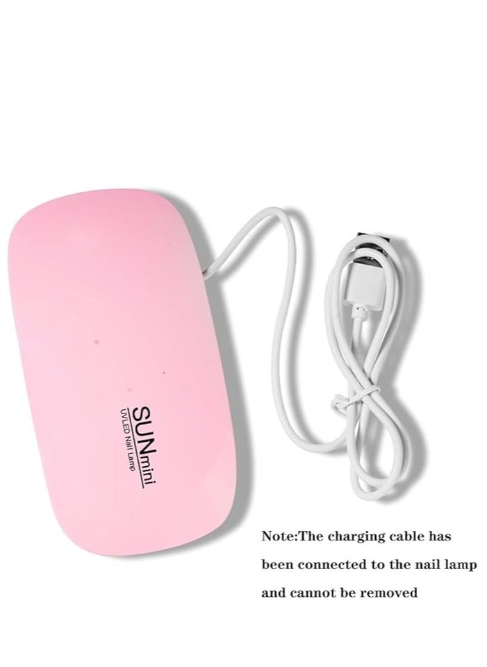 صن ميني - مجفف اظافر جل صغير محمول مزود بكابل USB ومصباح LED بالاشعة فوق البنفسجية بقدرة 6 واط - بينك - Image 1