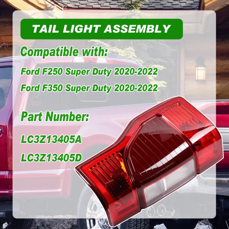 Lochnchn Tail Lights With Blind Spot Compatible with Ford F250 F350 Super Duty 2020 2021 2022 Rear Taillights Taillamp Assembly Halogen Left Driver Side - Image 2