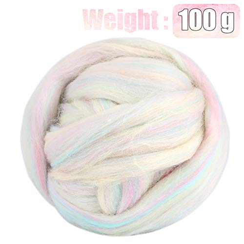 JUPEAN 3.53oz Wool Roving Yarn, Fiber Roving Wool Top, Needle Felting Supplies, Pure Wools, Chunky Yarn, Spinning Wools for Needle Felting Wet DIY Hand Spinning (Multicolor) - Image 2