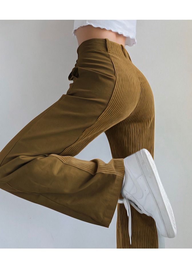 Loquat New Women's Loose Match Color Casual Pants Corduroy Pants  - Image 2