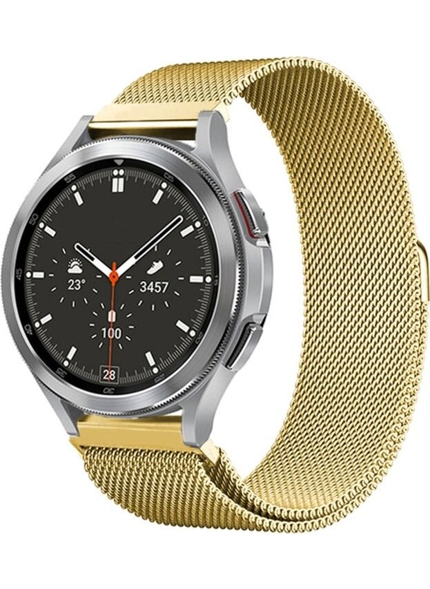 Megafox Teknoloji - Megafox Technology Samsung Galaxy Gear Sport Compatible Band Mesh Metal Mesh Magnet Strap, Gold - Image 1