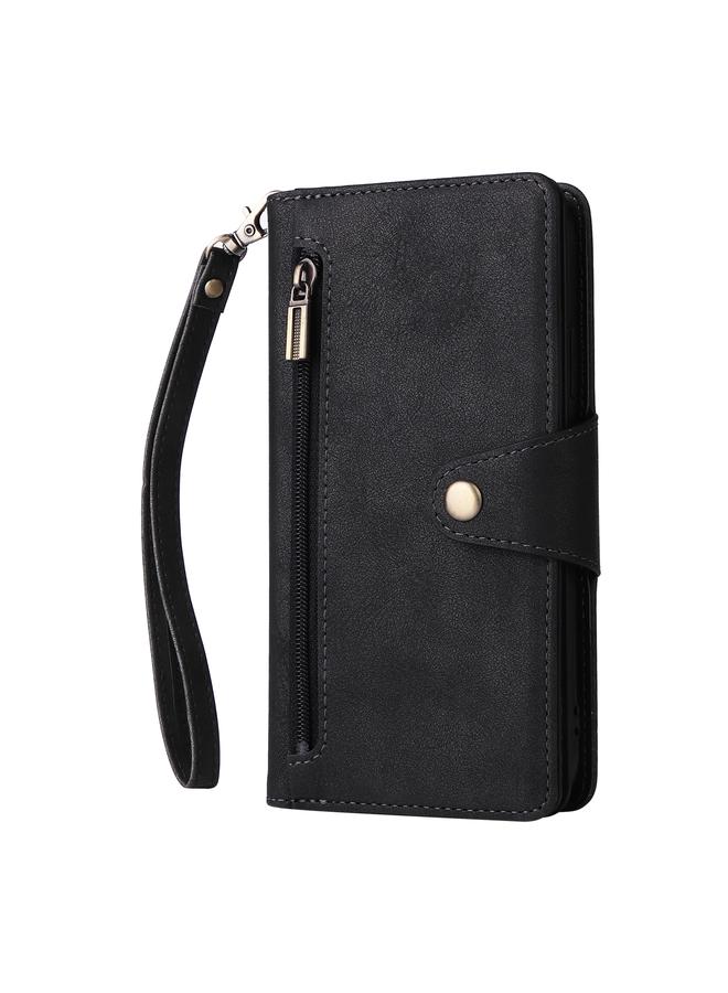 Zaboon Case For iPhone 11 Pro Rivet Buckle 9 Cards Three Fold Leather Phone Case - Image 2
