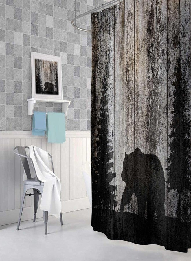 VEIGIKE Rustic Cabin Bear Shower Curtain for Bathroom, Woodland Outdoor Hunting Fabric Shower Curtains Set, Country Native Lodge Wildlife Animas Print Restroom Decor Accessories with Hooks 72X72inches - Image 4