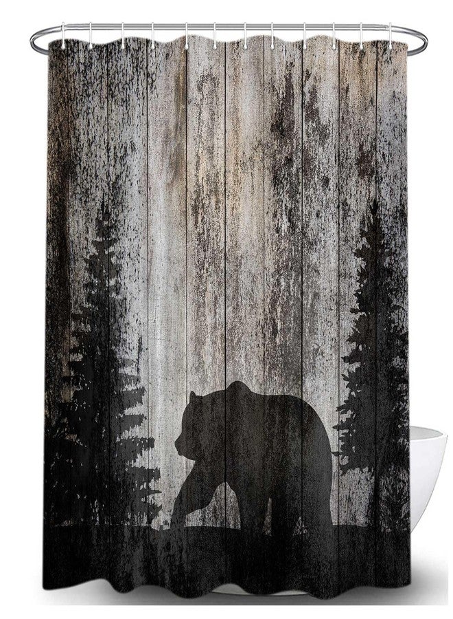 VEIGIKE Rustic Cabin Bear Shower Curtain for Bathroom, Woodland Outdoor Hunting Fabric Shower Curtains Set, Country Native Lodge Wildlife Animas Print Restroom Decor Accessories with Hooks 72X72inches - Image 3