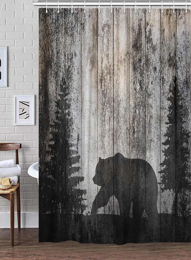 VEIGIKE Rustic Cabin Bear Shower Curtain for Bathroom, Woodland Outdoor Hunting Fabric Shower Curtains Set, Country Native Lodge Wildlife Animas Print Restroom Decor Accessories with Hooks 72X72inches - Image 2