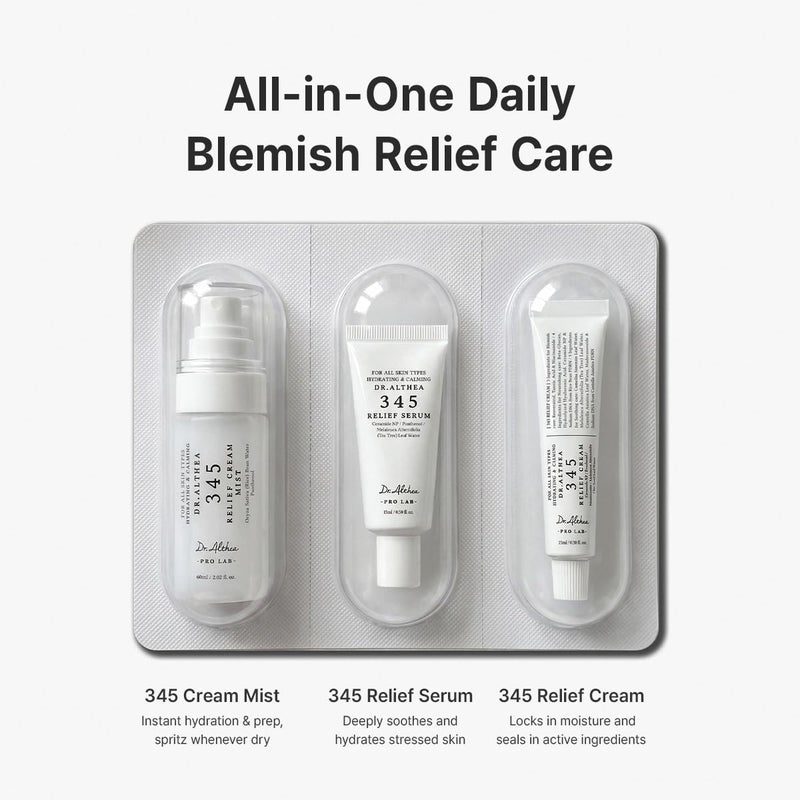 Dr.althea 345 Relief Travel Kit – 3-Step Mist, Serum & Cream Set for Blemish & Post-Acne Care, Tea Tree Leaf Water & Ceramide, Vegan, Travel Size (60ml + 15ml + 15ml) - Image 3