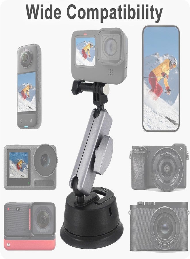 ADOFYS Aluminum Alloy Suction Cup Mount with 1/4 Thread and Phone Holder for GoPro Max Mini Hero 12 11 10 9 8 7 6 Insta360 DJI Action Accessories - Image 4