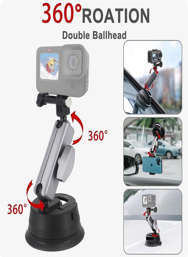 ADOFYS Aluminum Alloy Suction Cup Mount with 1/4 Thread and Phone Holder for GoPro Max Mini Hero 12 11 10 9 8 7 6 Insta360 DJI Action Accessories - Image 2